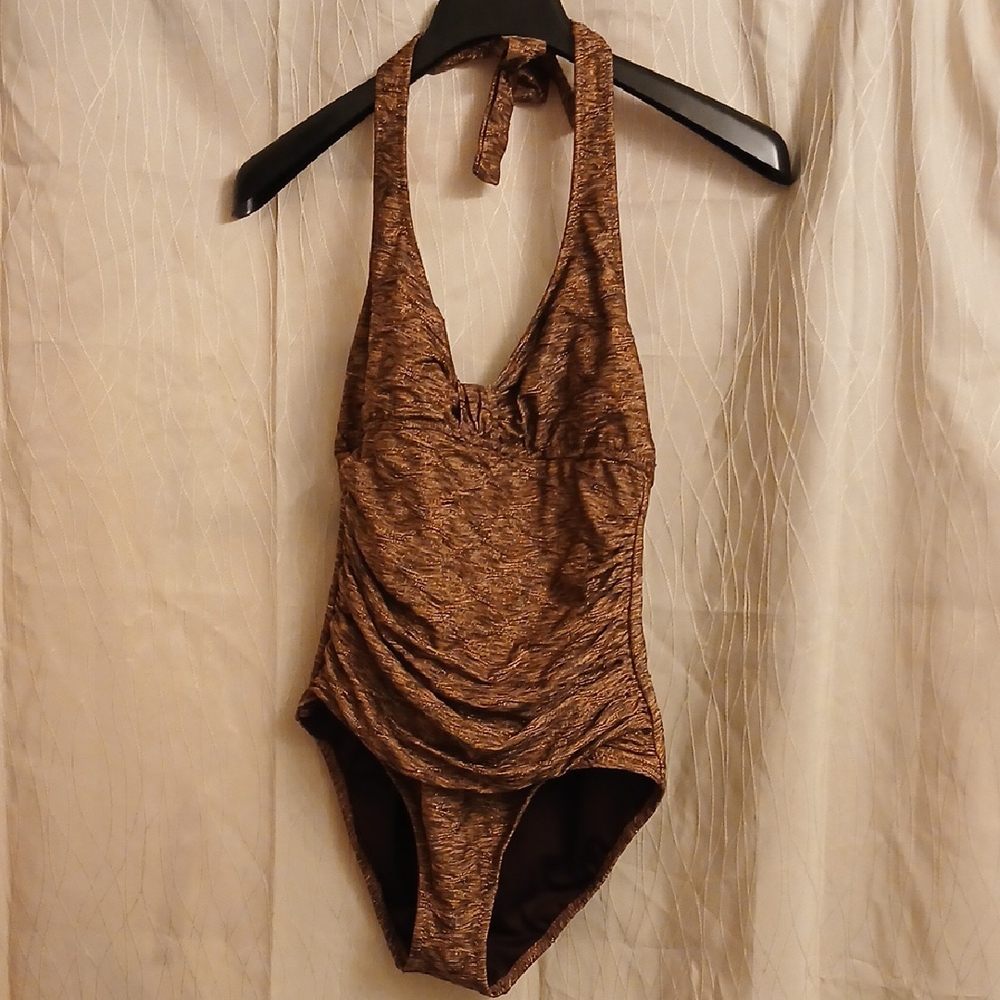 Anne Cole‎ Collection Brown Halter One-Piece Swimsuit Size 6